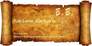 Bablena Barbara névjegykártya